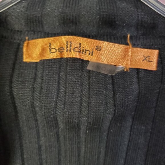 Belldini Black Rhinestone Embellishment Zip Front Top Size XL - Picture 4 of 8